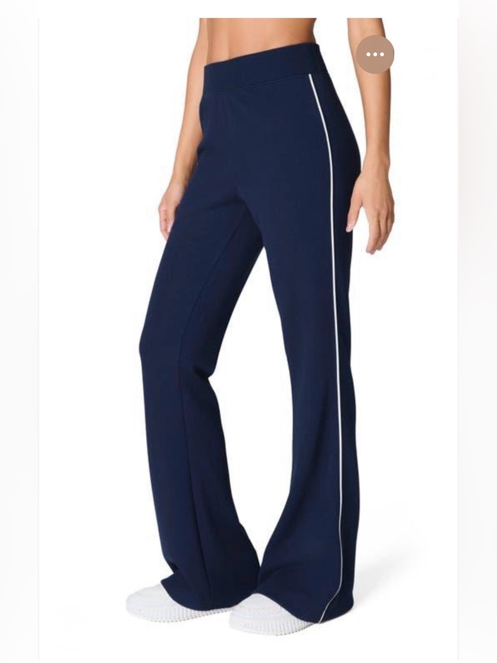 SPANX Navy Flare Pants with White Side Stripe